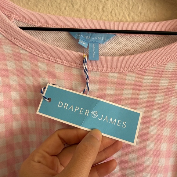 Draper James Pink Checkered Sweatshirt - Size 2X (NWT) - Picture 4 of 9